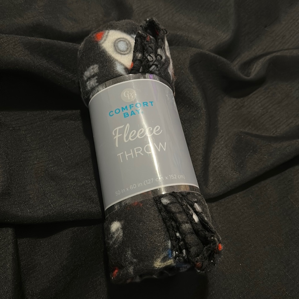 Comfort Bay Planets & Stars Black Fleece Throw 50”x60”